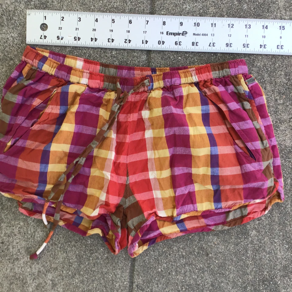 Roxy Shorts Womens M Medium Plaid Summer Casual Pockets - Image 4 of 4