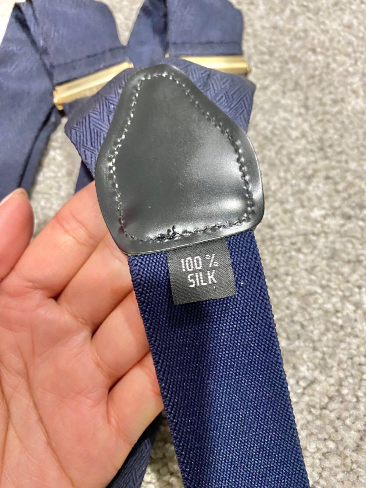 100 Silk Suspenders Navy Made In England Adjustable Gem