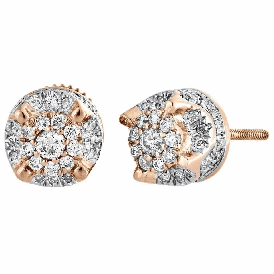 0.50 Ct Lab-Grown Diamond 4-Prong 3D Raised Earrings in 14K Rose Gold