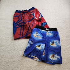 2pc LOT Swim Trunks Shorts Boys Sm Beach Vacation Spiderman Pool Summer
