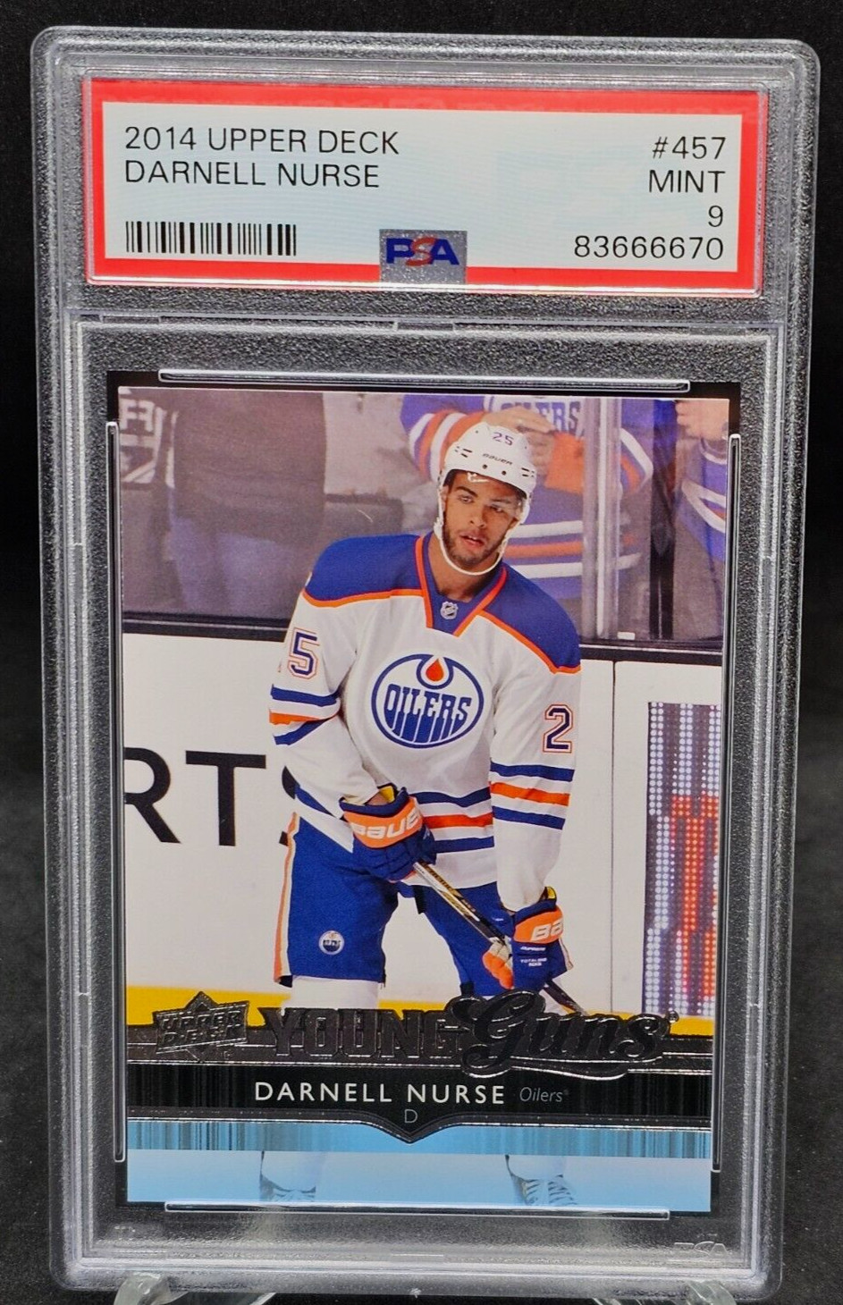 PSA 9 MINT 2014-15 UPPER DECK DARNELL NURSE #457 YOUNG GUNS RC OILERS