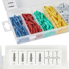 Wall Anchor Fixing Plugs And Screws Set. Assorted Wall Plugs With