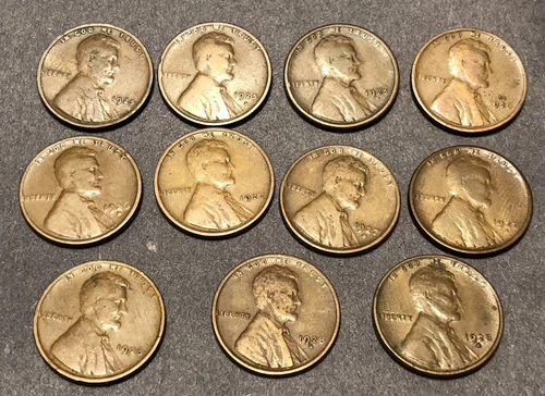 1925-PDS 1926-PD 1927-PDS 1928-PDS Lincoln Wheat Cents Lot of 11 Coins G-F - B