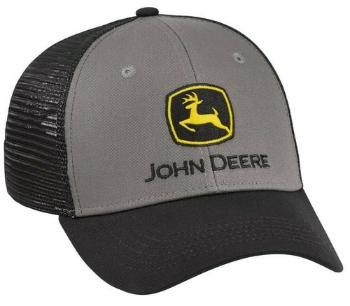 John Deere Gray Twill Black Mesh Cap 