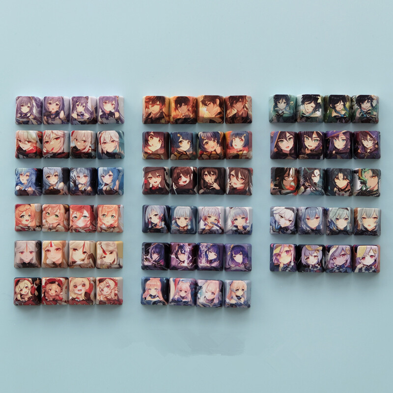 Genshin Impact Characters Keycaps OEM PBT 4 Keys Dye-sub For Cherry MX Keyboard