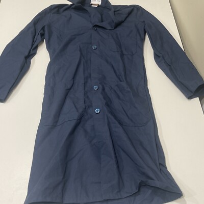 Red Kap Button Front Lab Coat Navy Blue Size 30