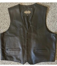 Mens Concealed Carry Black Leather Vest Size Large