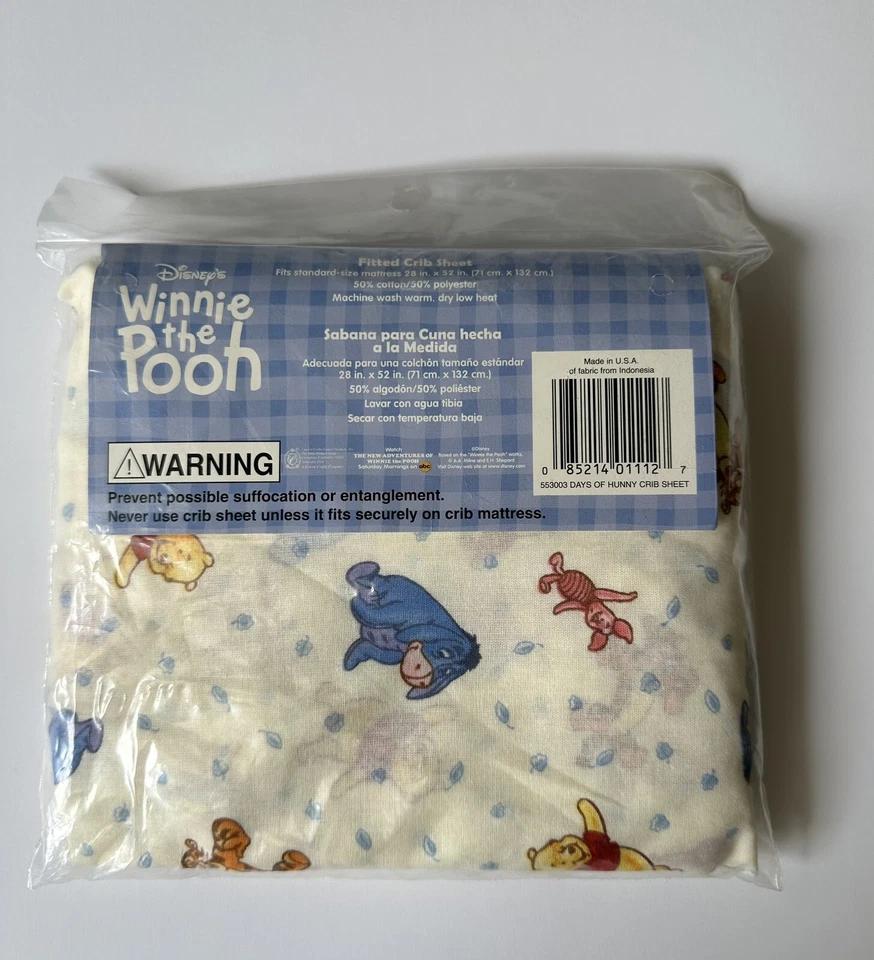 Простыня для кроватки на резинке Disney POOH 28x52 DAYS OF HUNNY Crown Crafts США новая нераспакованная  - Изображение 2 из 3