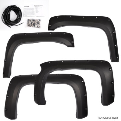 Fit For 2007-2013 Chevy Silverado 1500 69'' Pocket Style Fender Flares Black 