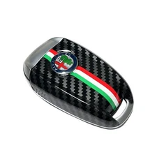 ABS Carbon Fiber Style 3D Color Black Logo Car Smart Remote Key Fob Cover Cas...