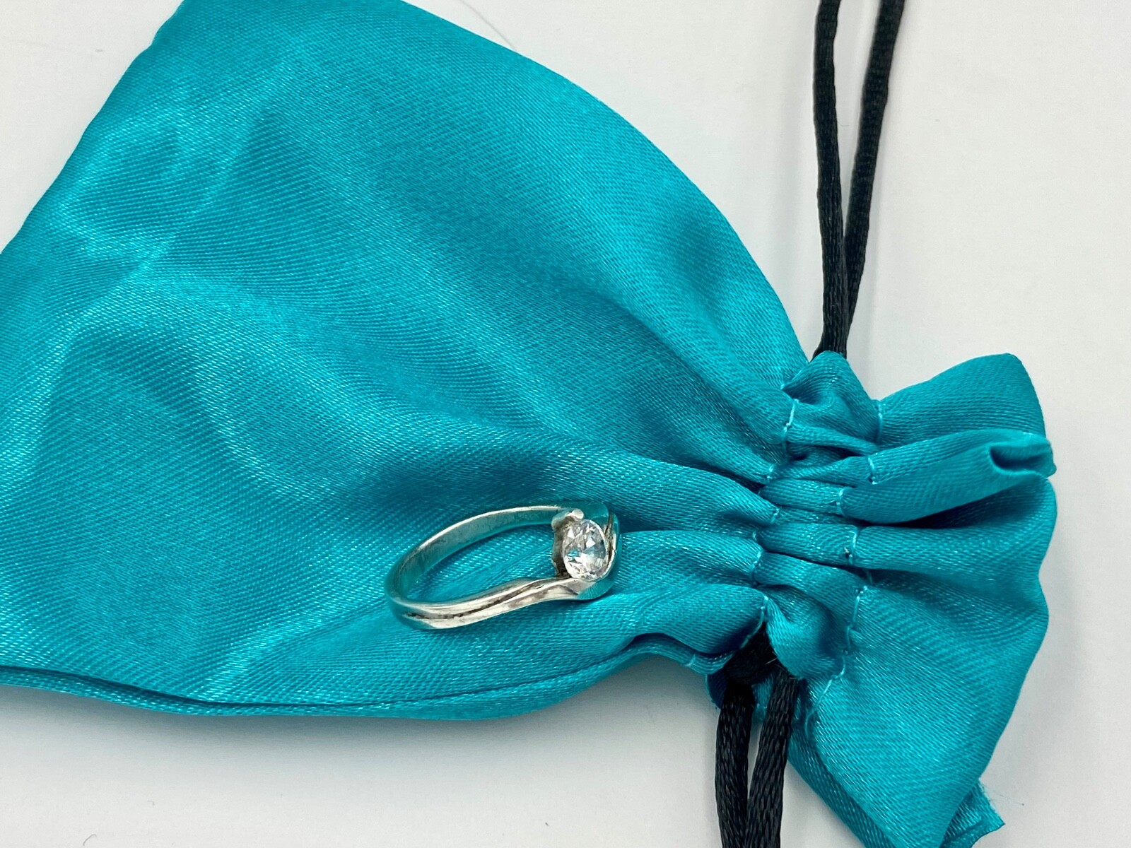 Sterling Silver Solitaire Ring  - Clear Gemstone … - image 6