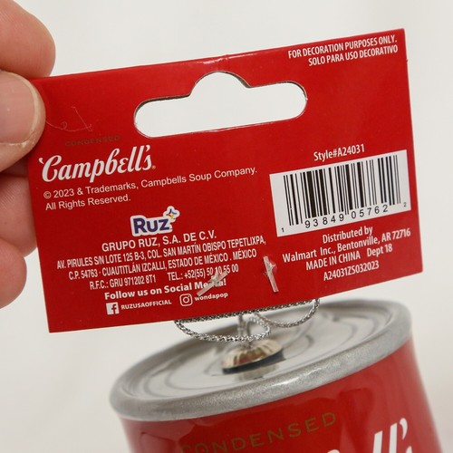 Lata de sopa de tomate Campbell’s adorno de Navidad 2023 nueva con etiquetas - Imagen 3 de 5