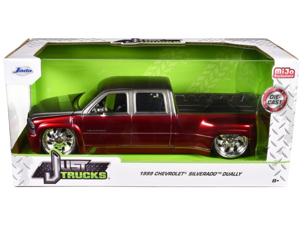 Jada 1:24 Just Trucks 1999 Chevy Silverado Dually Red w/Custom KMC