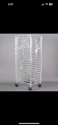 63'' Clear 8 Mil Full-Size Plastic Bakery Bun Pan Rack Cover With 3 Zippers