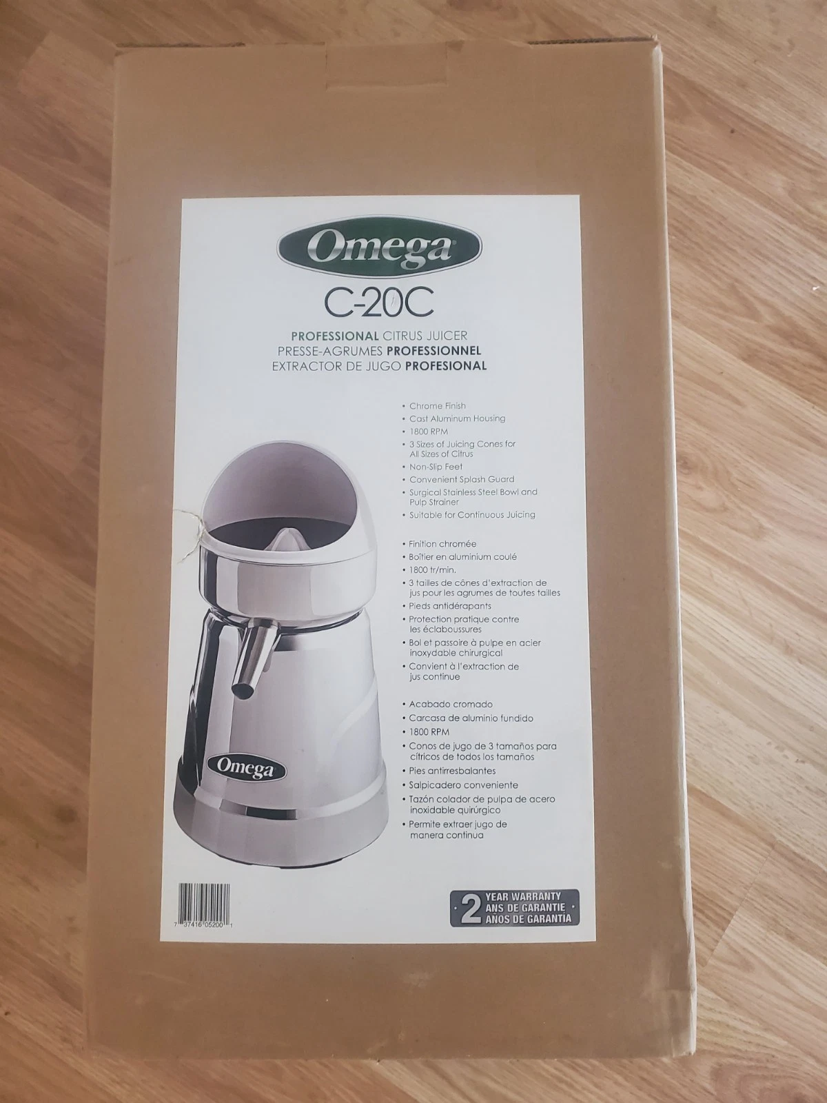 NEW SEALED Omega C-20C Professional Commercial Citrus Juicer Chrome