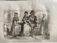 Incisione Danese "Costumi Degli Abitanti Di Copenaghen Nel 17° Secolo"