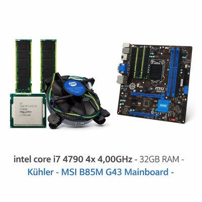 intel core i7 4x 4,00GHz - 32GB RAM - MSI B85m G43 - Kühler - Aufrüstkit - Set