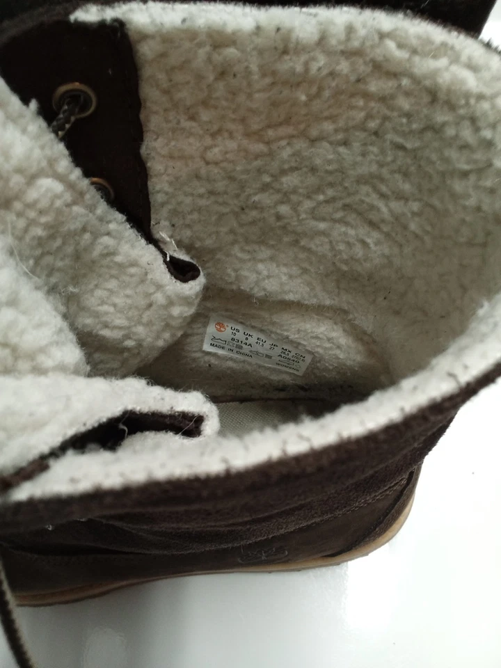 Botas femininas Timberland autênticas de lã de pelúcia couro marrom com cadarço tamanho EUA 10 - Imagem 3 de 4