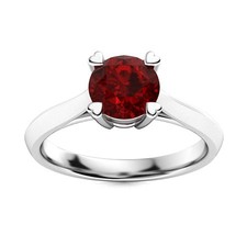 Solitaire 6mm Round Garnet 925 Sterling Silver Heart Prong Stackable Women Ring