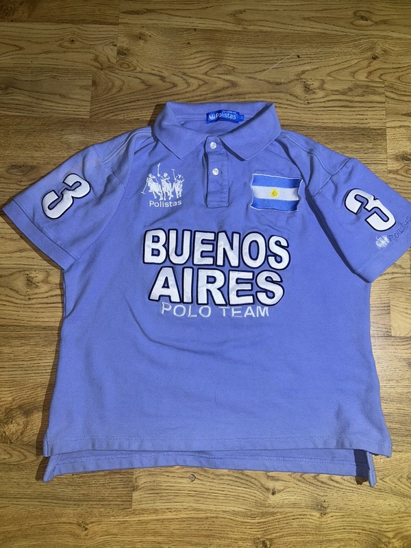 Polistas Argentina Polo Team Horse Racing Polo Shirt 3 logo Large see photos