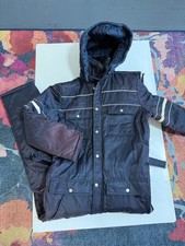 VTG Sears Work Leisure Coverall Zip Up Snow Ski Suit 38 Blue Hooded Snowmobile