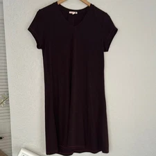 Sundry T-Shirt Dress Gold Seam Dark Purple Plum Soft Elevated Basic Medium Fall