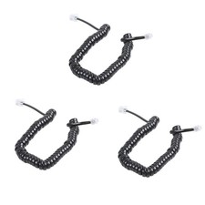 3pcs 9.3 inch Black RJ9 Telephone Phone Modem Coil Line Cord Cable X3F49812