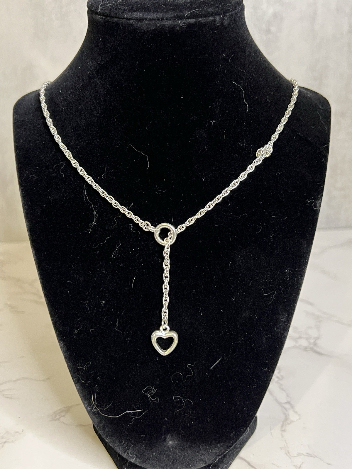 Silver Adjustable Heart Toggle Necklace - image 1