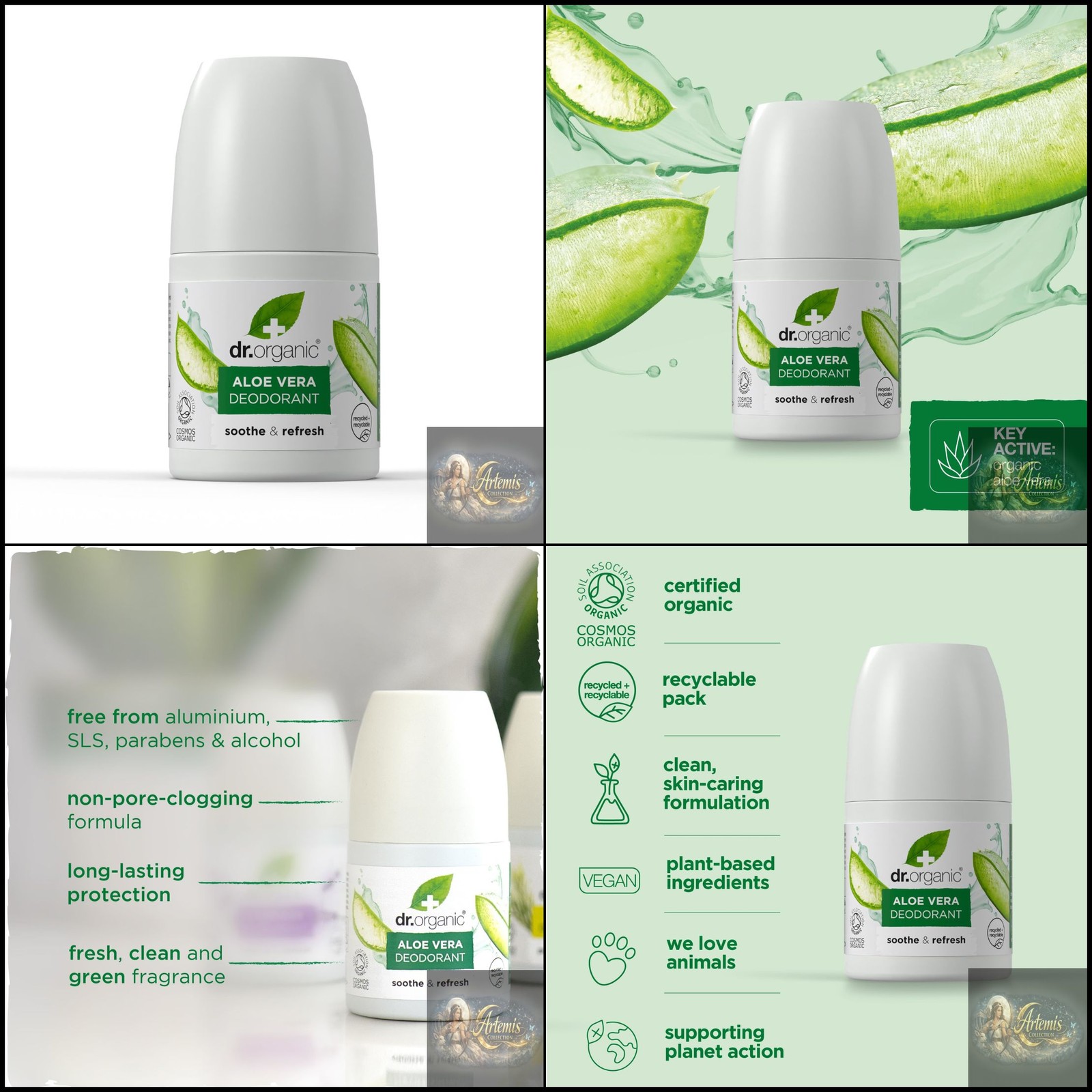 Dr Organic Dr. Organic Roll-On Deodorant Aloe Vera 50Ml. - Image 2