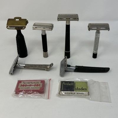 Lot Of 6 Vintage Razors And 2 Boxes Blades: GEM, Schick, Gillette