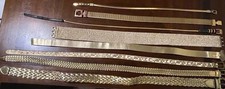 Vtg Gold-Tone Belts Womens Metallic 70s 80s Lot Of 8 Fish Scales Snake Stretch