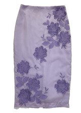 Maeve Anthropologie 3D Bloom Column Skirt Sz 12 Lavender Floral Appliqu  Lined