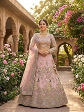 Designer Lehenga Choli Set Butterfly Net Sequins Work Bridal Wedding Wear India