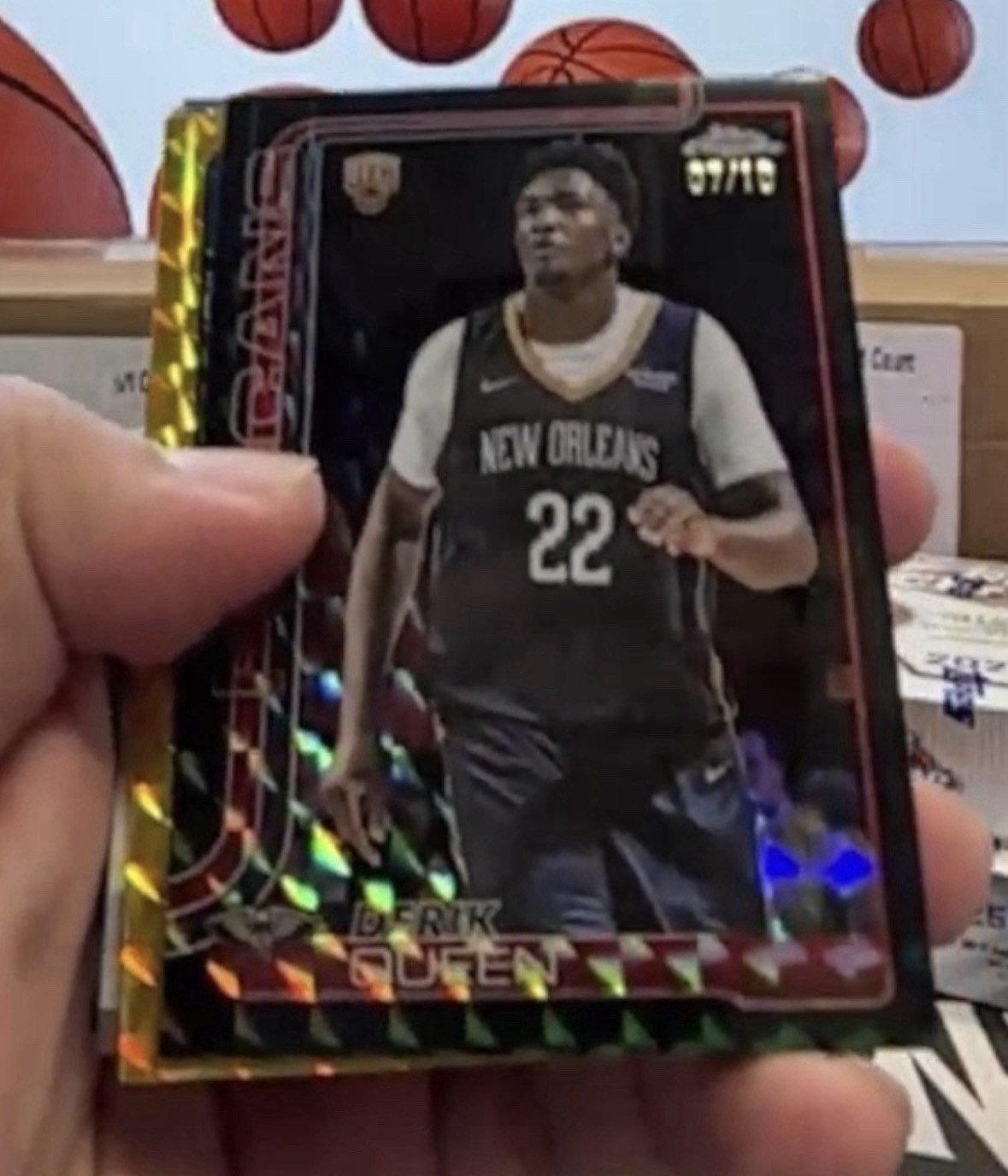 Derik Queen 2025 Topps Chrome Black Geometric Refractor Rookie /10 Pelicans