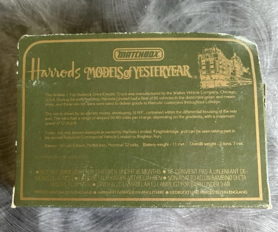 Camioneta eléctrica Walker Harrods 1984 modelos Matchbox de antaño 29 1919 Foto 4 de 4