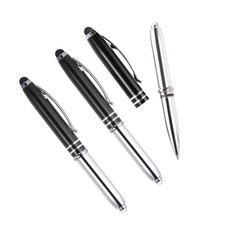 3 Pcs Ballpoint Pen with Stylus Tip and LED Flashlight, 3 in 1 Black Ink Black 