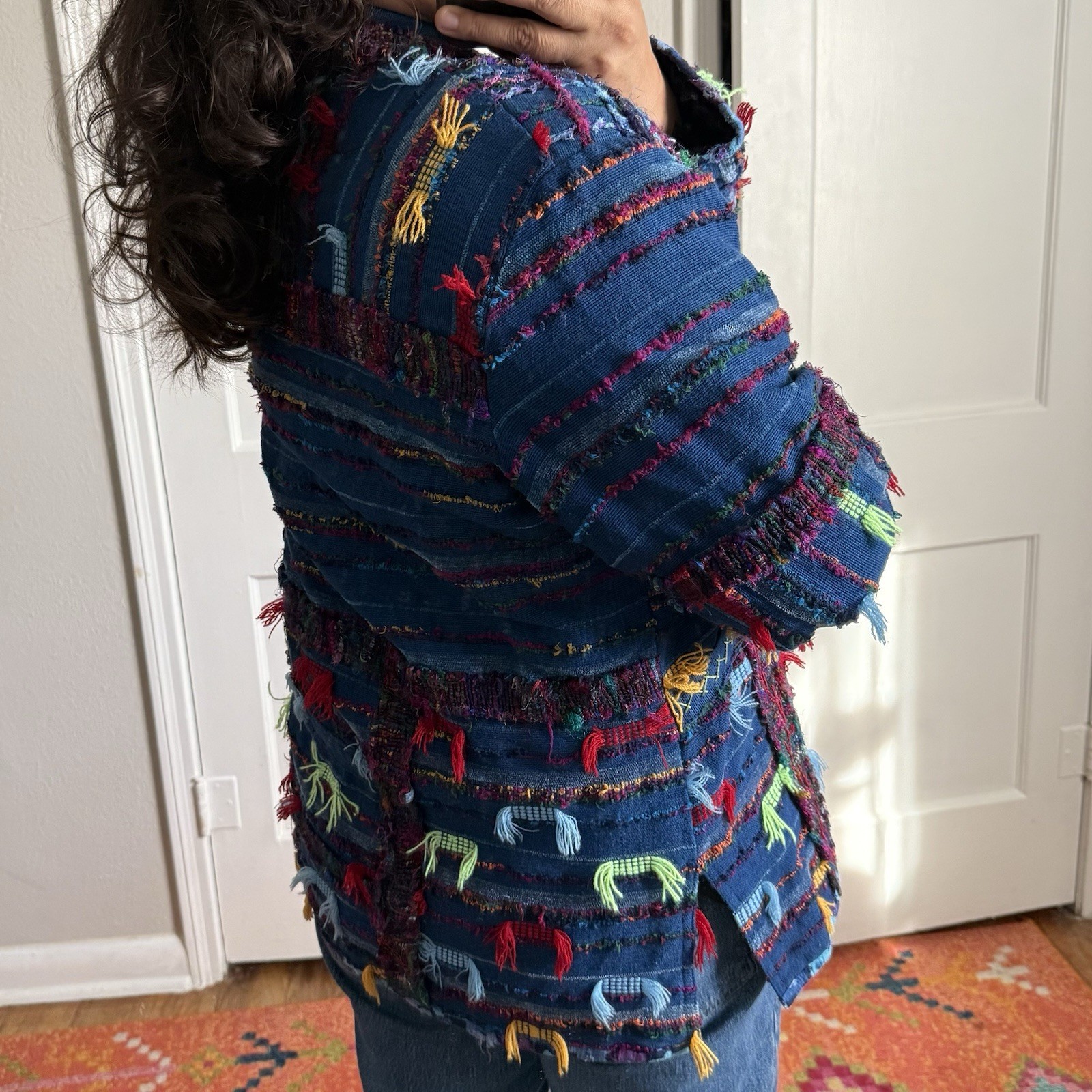 Handmade Nepal Boho Patchwork Jacket XL Artsy Hip… - image 3