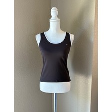 So Sporty Womens Black White Ringer Athletic Tank Top Made in USA Small Logo
