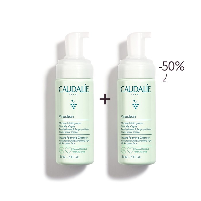 Caudalie Vinoclean Schiuma Detergente Viso 2X150ml - Immagine 2