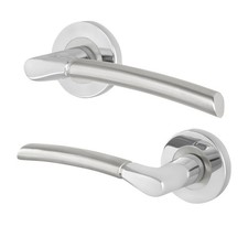 Chrome Door Handles Dual Duo Finish Pack Lever Set Bathroom, Latch, Lock Kits