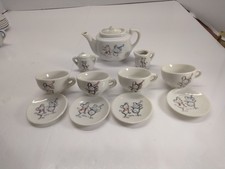 Vintage Child's Porcelain Ceramic Toy Tea Set Birthday Mice Japan RARE 13 Pcs 