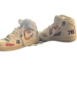 Nike Supreme Air Force 1 Mid NBA Multicolor Logo Leather Mid Top
