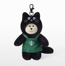 Starbucks Halloween Black Cat Keychain Mini Bearista Bear Apron 2025 -no card