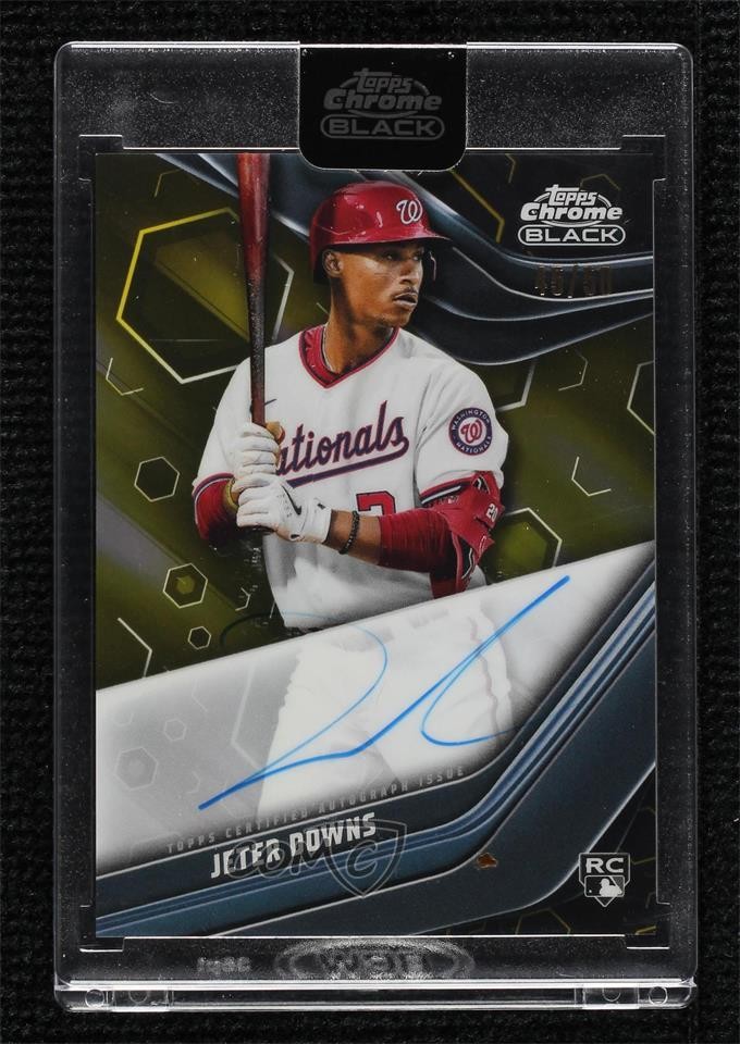 2023 Topps Chrome Black Auto Gold Refractor 45/50 Jeter Downs #CBA-JD Auto v9t