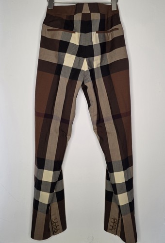 Burberry Nova Check High Waist Brown Wool Pants Size IT46/US10 - Afbeelding 5 van 8