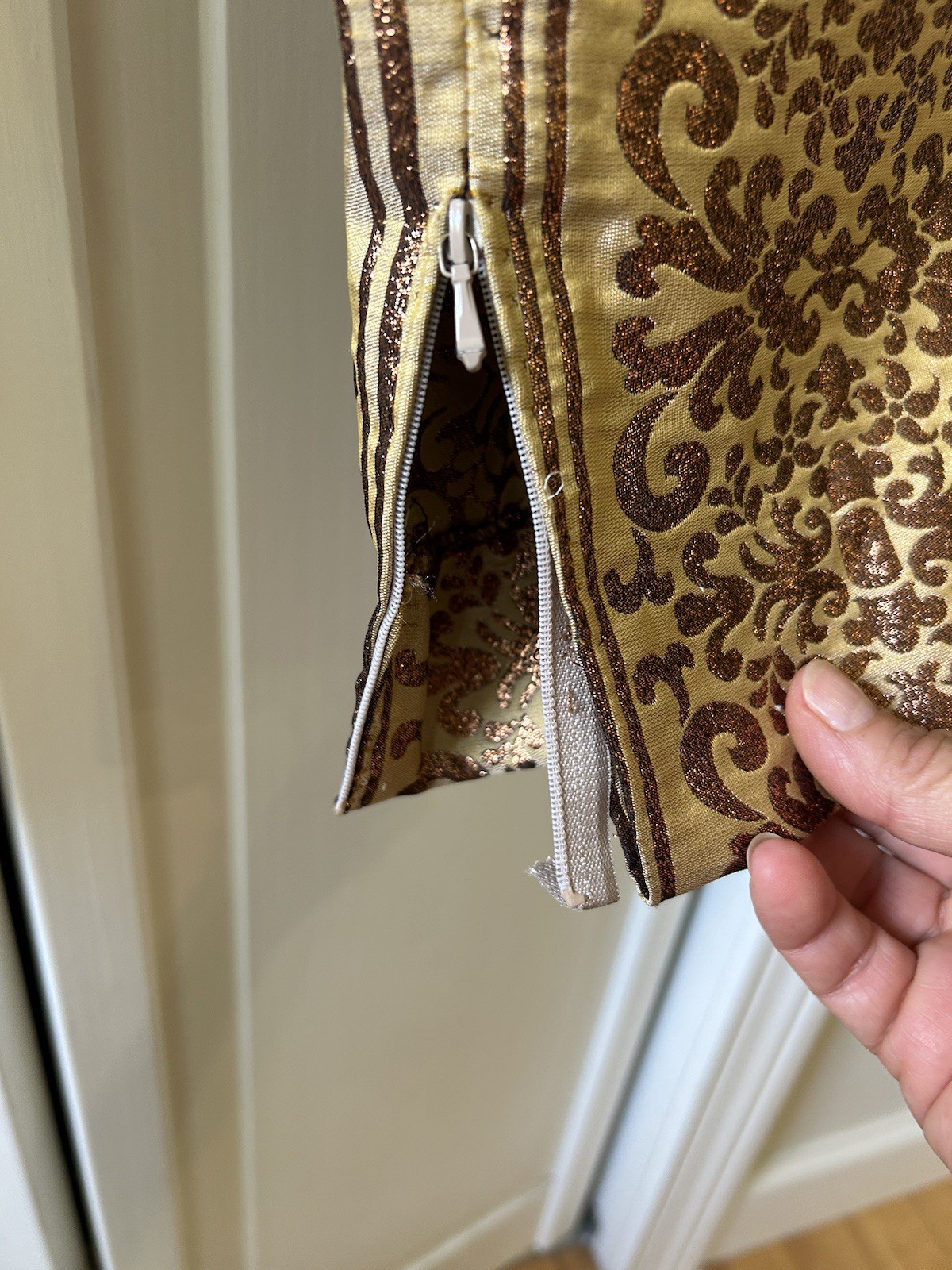 Vintage Fausto Sarli 3 Piece Fox Fur Lined Brocade Blazer Outfit Italian Design 