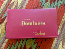 Vintage Domino By Cardinal 55 Pieces 3/8" Thick DOUBLE NINE Red Vinyl Case
