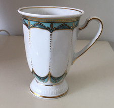 WEIMAR schöner Henkelbecher Kakaobecher Tasse türkis-gold Dekor