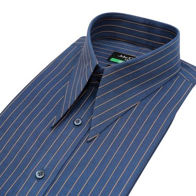 Men's Dagger Spear Point Collar Shirt Navy Blue Stripes Formal Dress Retro 1900s