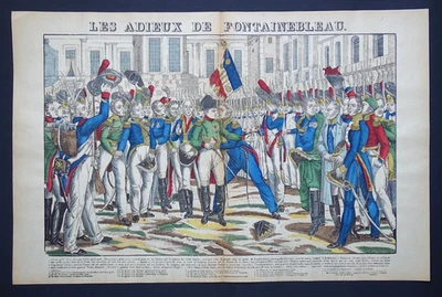 Napoléon Les Adieux de Fontainebleau Gravure sur bois originale Pellerin c1900 - Photo 1/3